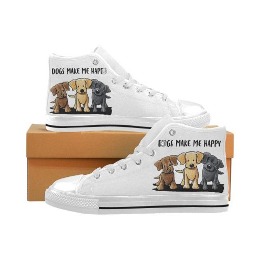 Dogs Make me Happy Unisex High Top Canvas Shoe 1