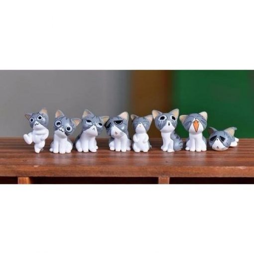 8pc Cats Miniature Decoration Stunning Pets Light Grey