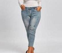 PLUS SIZE | Cat Face Embroidered Jeans | Look Perfectly On-Trend | Free Shipping - GlamorousDogs