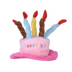 Birthday Cake Hat with Candles Stunning Pets Pink one size