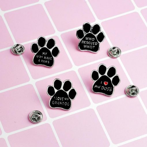 Black Alloy Porcelain Dog Footprints Brooch Pin Pins Retail GlamorousDogs