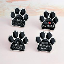 Black Alloy Porcelain Dog Footprints Brooch Pin Pins Retail GlamorousDogs 