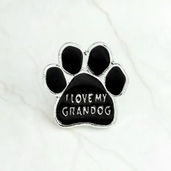 Black Alloy Porcelain Dog Footprints Brooch Pin Pins Retail GlamorousDogs I Love My GrandDog 