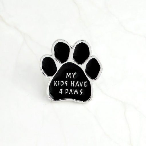 Black Alloy Porcelain Dog Footprints Brooch Pin Pins Retail GlamorousDogs My Kids Have 4 Paws
