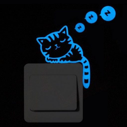 Blue-light Glow in the Dark Decoration Sticker Stunning Pets 009 Sleeping Cat