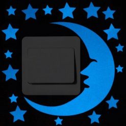 Blue-light Glow in the Dark Decoration Sticker Stunning Pets 013 Moon Stars 