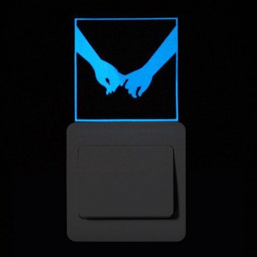 Blue-light Glow in the Dark Decoration Sticker Stunning Pets 016 Hand in Hand
