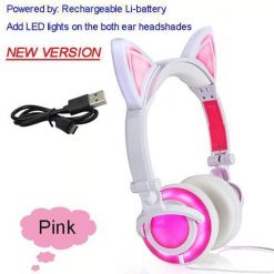 Cat Ear Headphone with Glowing LED Light Stunning Pets New Pink United States 
