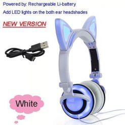 Cat Ear Headphone with Glowing LED Light Stunning Pets New White United States 