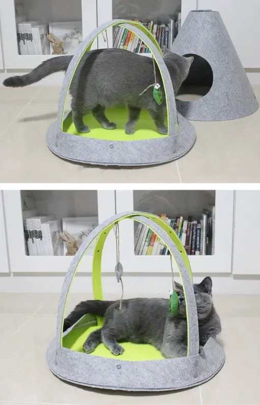 Cat House Bed with Dangling Toys Stunning Pets