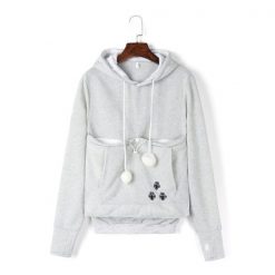 Cat Pouch Hoodie| Cat Pouch Sweater Outfit Stunning Pets S gray 