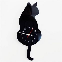 Cat-Tail Wagging Wall Clock Stunning Pets Black 