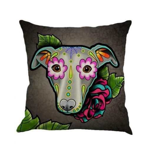Christmas Colorful Linen Cushion Cover Stunning Pets 45x45cm 01