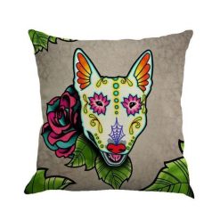 Christmas Colorful Linen Cushion Cover Stunning Pets 45x45cm 04 