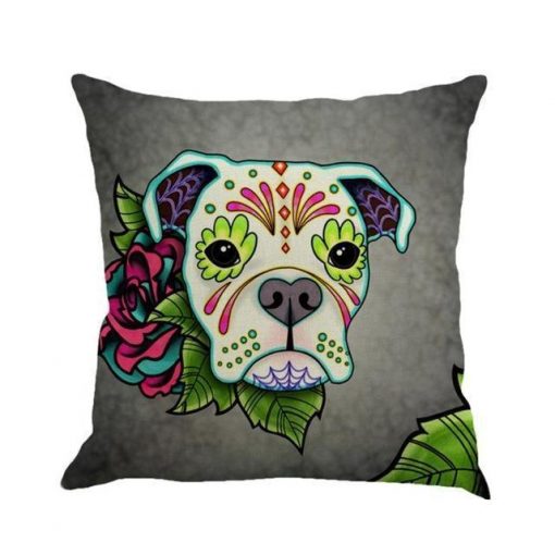 Christmas Colorful Linen Cushion Cover Stunning Pets 45x45cm 06