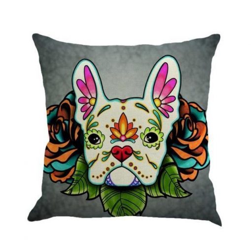 Christmas Colorful Linen Cushion Cover Stunning Pets 45x45cm 07