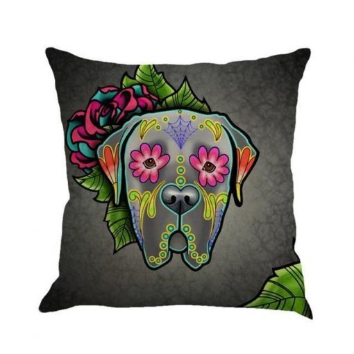 Christmas Colorful Linen Cushion Cover Stunning Pets 45x45cm 09