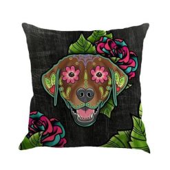 Christmas Colorful Linen Cushion Cover Stunning Pets 45x45cm 10 