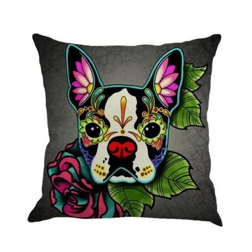 Christmas Colorful Linen Cushion Cover Stunning Pets 45x45cm 12