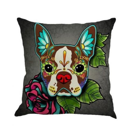 Christmas Colorful Linen Cushion Cover Stunning Pets 45x45cm 15