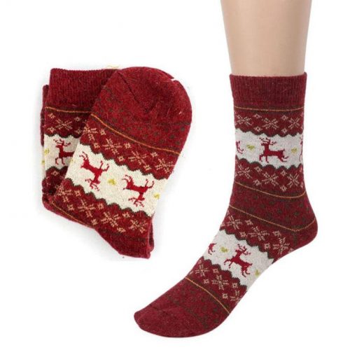 Christmas Deer Socks Christmas Socks GlamorousDogs Red