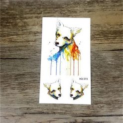 Colorful Flower Animals Dogs tattoos Stunning Pets AQ373 