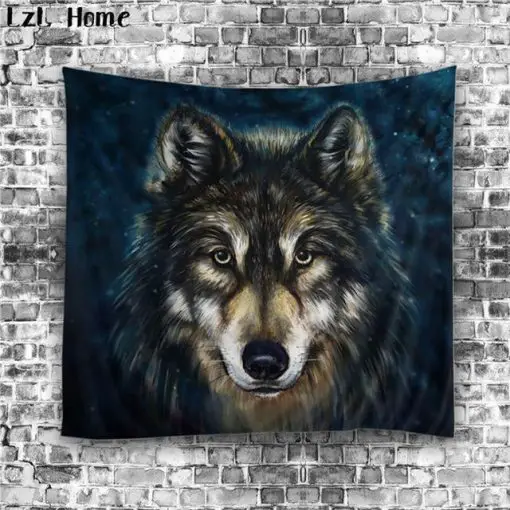 Cool Wolf 3D Tapestry Home accessories Stunning Pets type 3 150cm L 130cm W