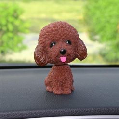 Cute Dog Bobble Head Mini Toy for the Car GlamorousDogs Brown Teddy 