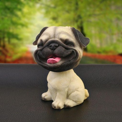 Cute Dog Bobble Head Mini Toy for the Car GlamorousDogs Smiling Pug