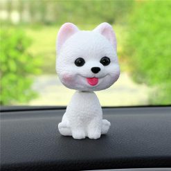 Cute Dog Bobble Head Mini Toy for the Car GlamorousDogs White Pomeranian 