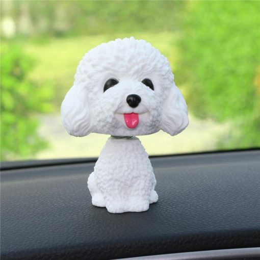 Cute Dog Bobble Head Mini Toy for the Car GlamorousDogs White Teddy