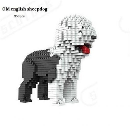 Cute Dog Mini Blocks Toy Stunning Pets Old english sheepdog