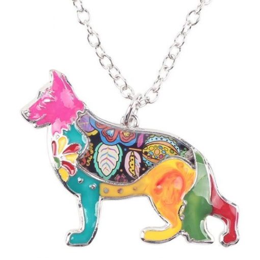 Dog Choker Necklace Collar pendant German Shepherd Necklace GlamorousDogs 1.57" x 1.73" Multicolor