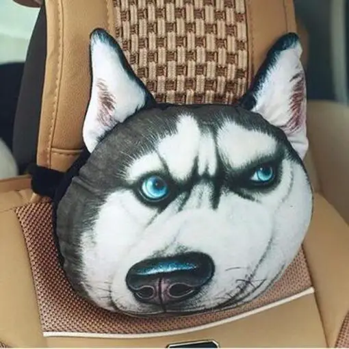 DOG FACE CAR HEADREST PILLOW Stunning Pets 01 Animal Pillow