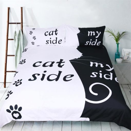 DOGGYSHEETS™: Your Dog's Place In Your Sheets Made Clear My Dog Side bedding sets GlamorousDogs Cat side US Full 3pcs