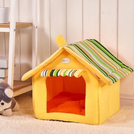 DOGMANSION: Indoor Dog House With Removable Cover Dogs Bed GlamorousDogs Yellow S(13.7'in*11.8in*13.7in)