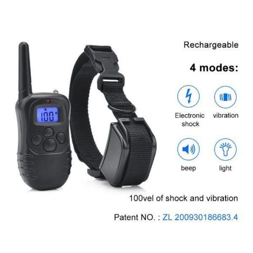 Electric Shock Vibration Rechargeable Rainproof Collar With LCD Display Stunning Pets
