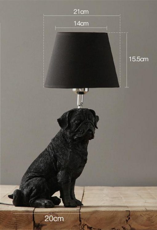 Elegant Retro Dog-inspired Table Lamp High Ticket GlamorousDogs Black Pug
