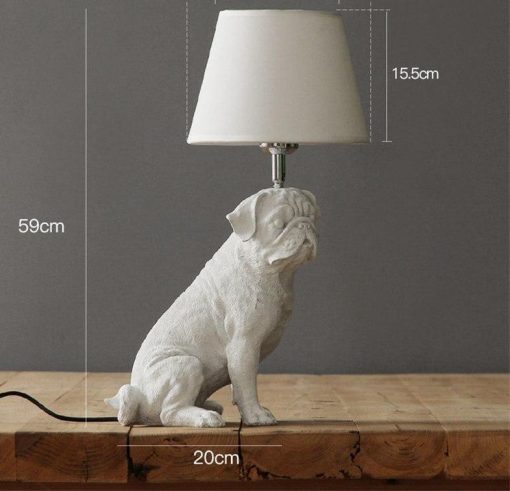 Elegant Retro Dog-inspired Table Lamp High Ticket GlamorousDogs White Pug