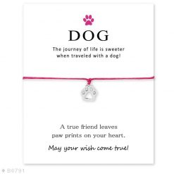Elegant Silver Dog Paw Print Bracelet with a Wish Card Wish Card GlamorousDogs 1