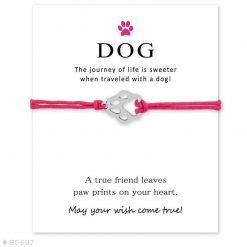 Elegant Silver Dog Paw Print Bracelet with a Wish Card Wish Card GlamorousDogs 11 