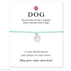 Elegant Silver Dog Paw Print Bracelet with a Wish Card Wish Card GlamorousDogs 2 