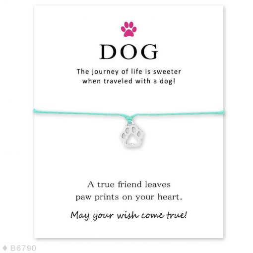 Elegant Silver Dog Paw Print Bracelet with a Wish Card Wish Card GlamorousDogs 2