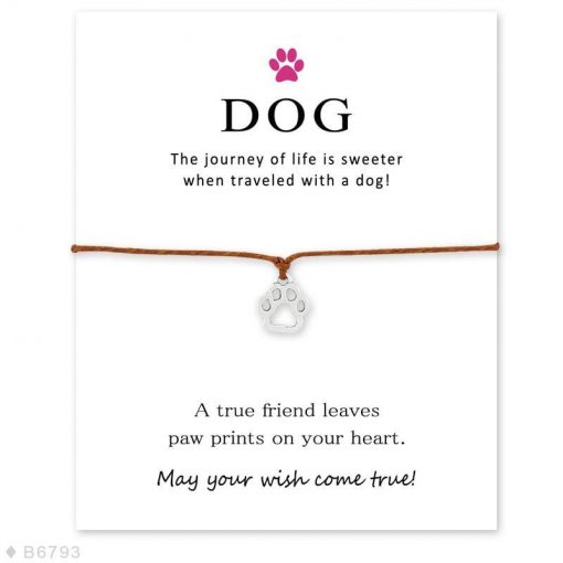 Elegant Silver Dog Paw Print Bracelet with a Wish Card Wish Card GlamorousDogs 3