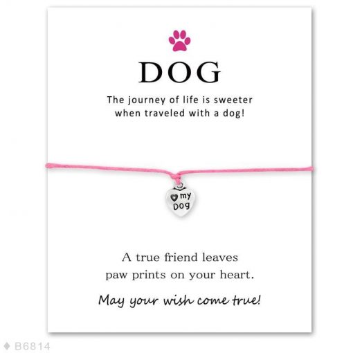 Elegant Silver Dog Paw Print Bracelet with a Wish Card Wish Card GlamorousDogs 5