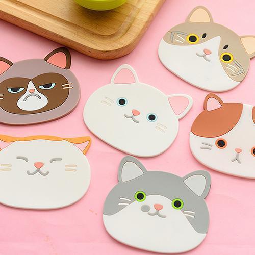Emotional Cat Face Coasters – Pack of 6 Stunning Pets