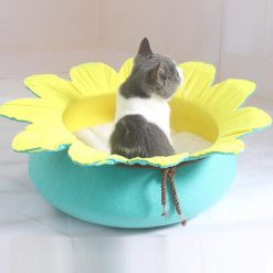 Flower-shaped Cat Bed Nest | Best Gift for Cat Owners July Test ATC GlamorousDogs Yellow-Green 39x14 CM 