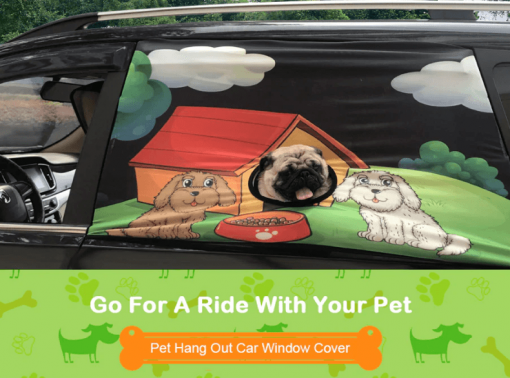 Foldable Dog Car Window Shade For Dogs ROI TEST GlamorousDogs Top 85cm Bottom 90cm Height 50cm DOG HOUSE