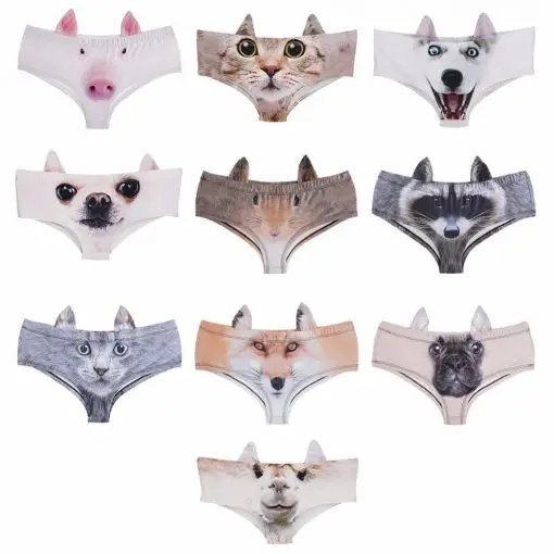 Funny 3D Animal Print Women Underwear Stunning Pets