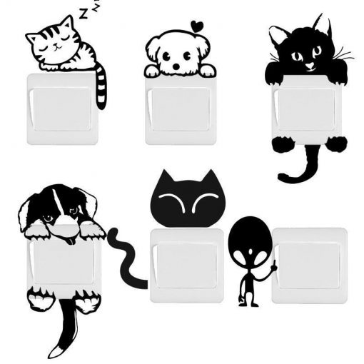 Funny Cute Cat/Dog Switch Stickers for Home Decoration Home accessories Stunning Pets